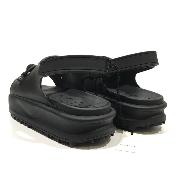 GUCCI HORSEBIT PLATFORM SANDALS -BLACK RUBBER -MEN’S US 9.5 -NEW - Picture 9 of 10